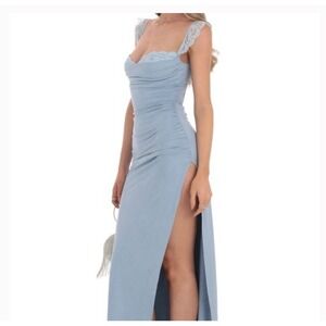 Lucy in the Sky Sky Blue Lace Maxi Dress